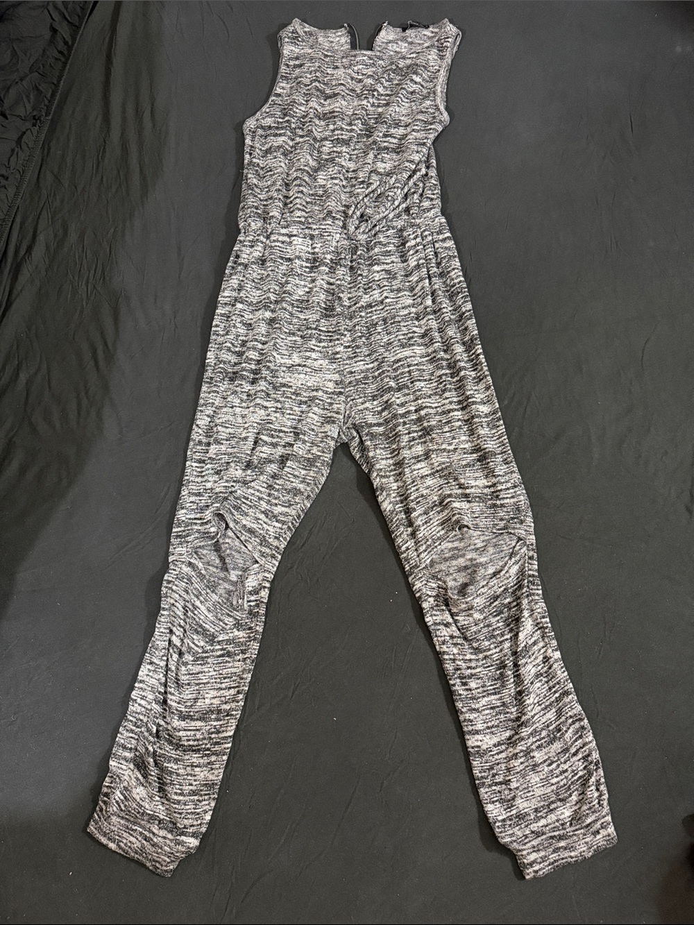Women's Sleeveless Drawstring Jumpsuit - Olive, Charcoal, Plum, Space Dye - Picture 2 of 5